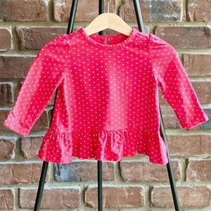 6-12M Gap Peplum Top - Coral with Polka Dots